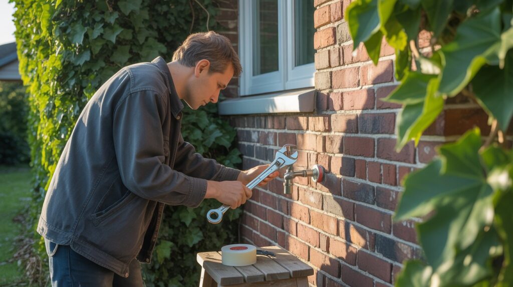 How to install a water faucet outside